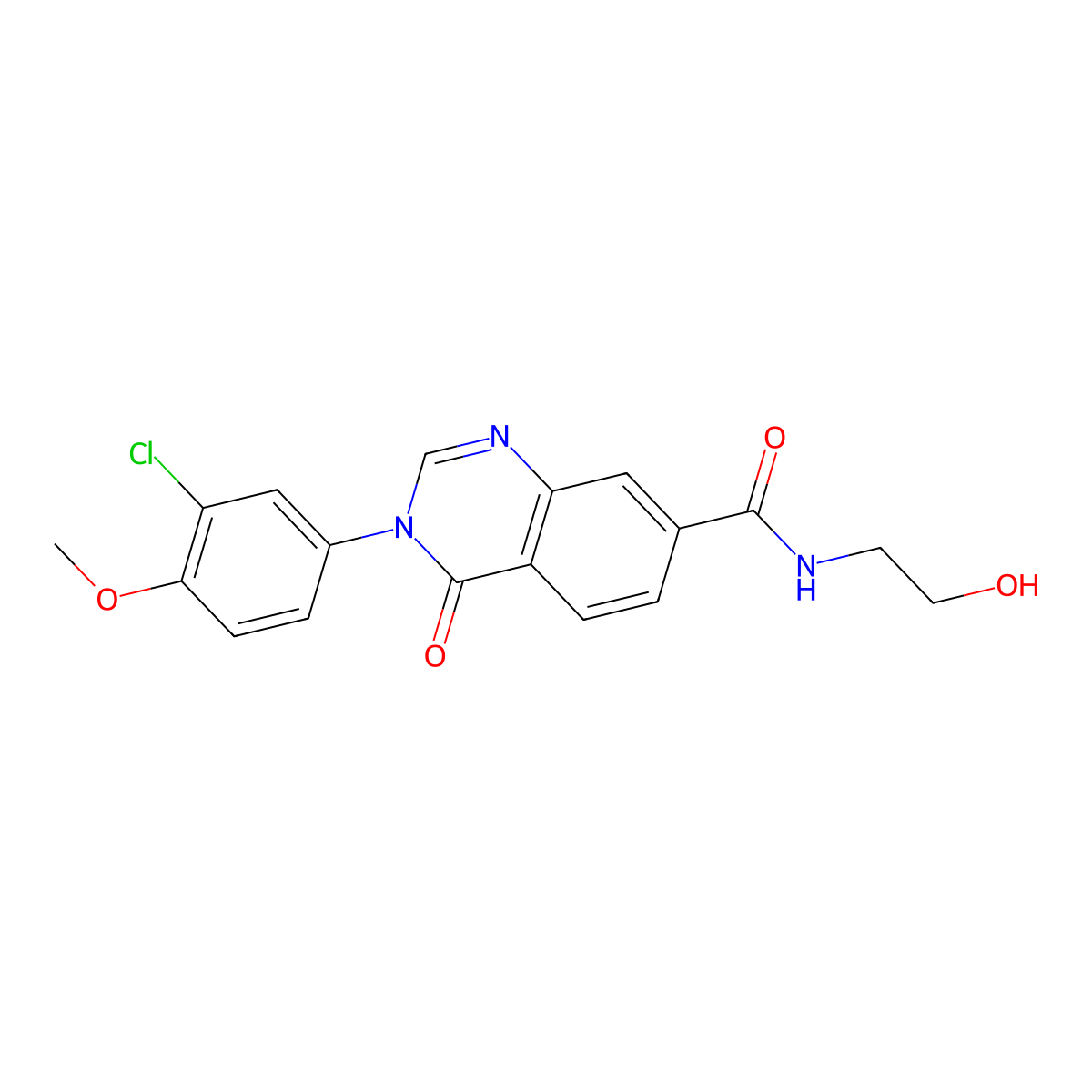 3-(3-chloro-4-methoxyphenyl)-N-(2-hydroxyethyl)-4-oxo-3,4-dihydroquinazoline-7-carboxamide molecular structure, CAS 1190260-11-7