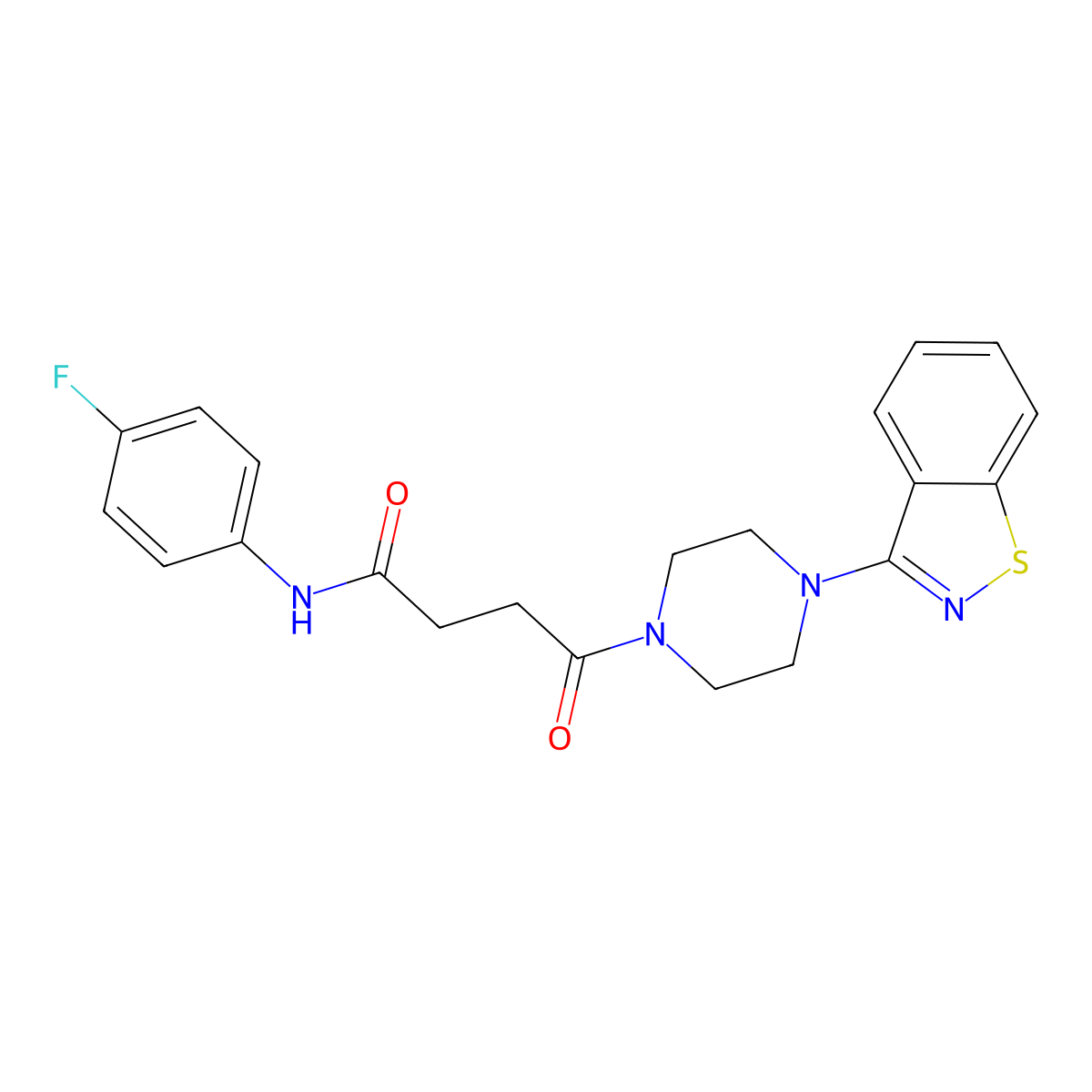 4-[4-(1,2-benzisothiazol-3-yl)piperazino]-N-(4-fluorophenyl)-4-oxobutanamide molecular structure, CAS 1190260-18-4