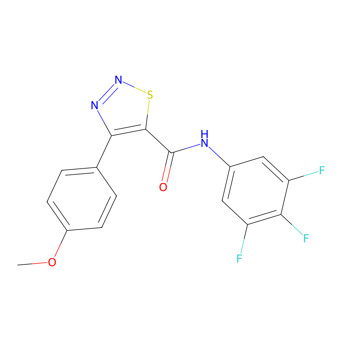 4-(4-methoxyphenyl)-N-(3,4,5-trifluorophenyl)-1,2,3-thiadiazole-5-carboxamide molecular structure, CAS 1190260-23-1
