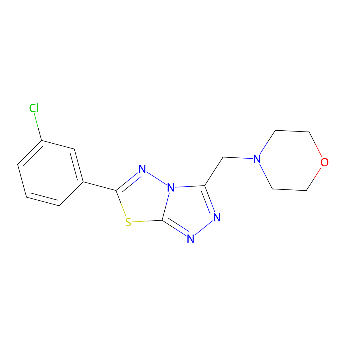 6-(3-Chlorophenyl)-3-(4-morpholinylmethyl)[1,2,4]triazolo[3,4-b][1,3,4]thiadiazole molecular structure, CAS 1190260-52-6