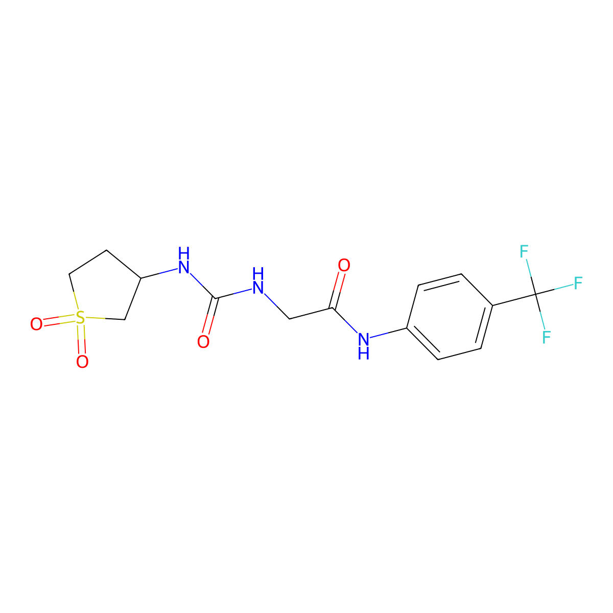 N~2~-[(1,1-dioxidotetrahydrothiophen-3-yl)carbamoyl]-N-[4-(trifluoromethyl)phenyl]glycinamide molecular structure, CAS 1190260-57-1