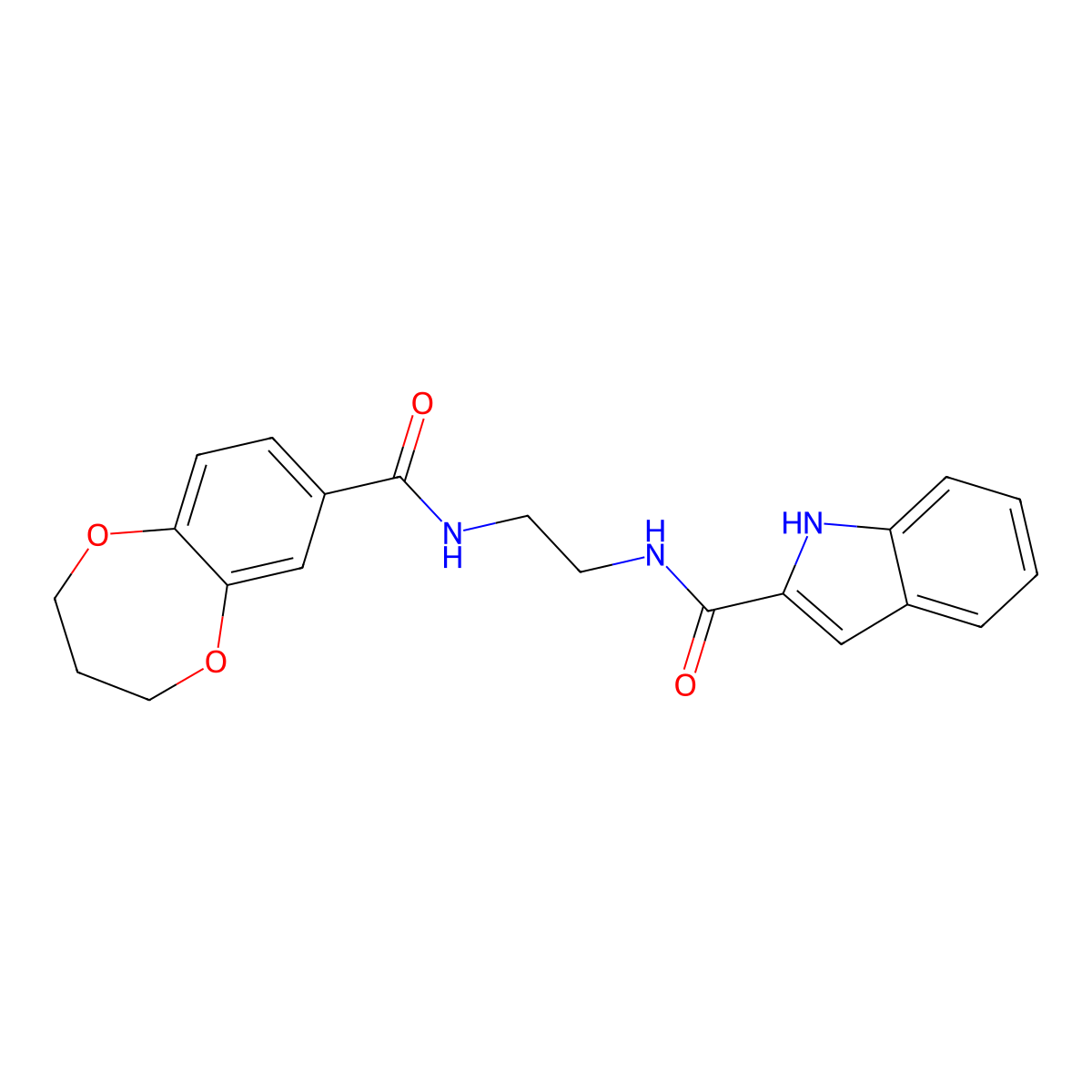 N-{2-[(3,4-dihydro-2H-1,5-benzodioxepin-7-ylcarbonyl)amino]ethyl}-1H-indole-2-carboxamide molecular structure, CAS 1190260-62-8