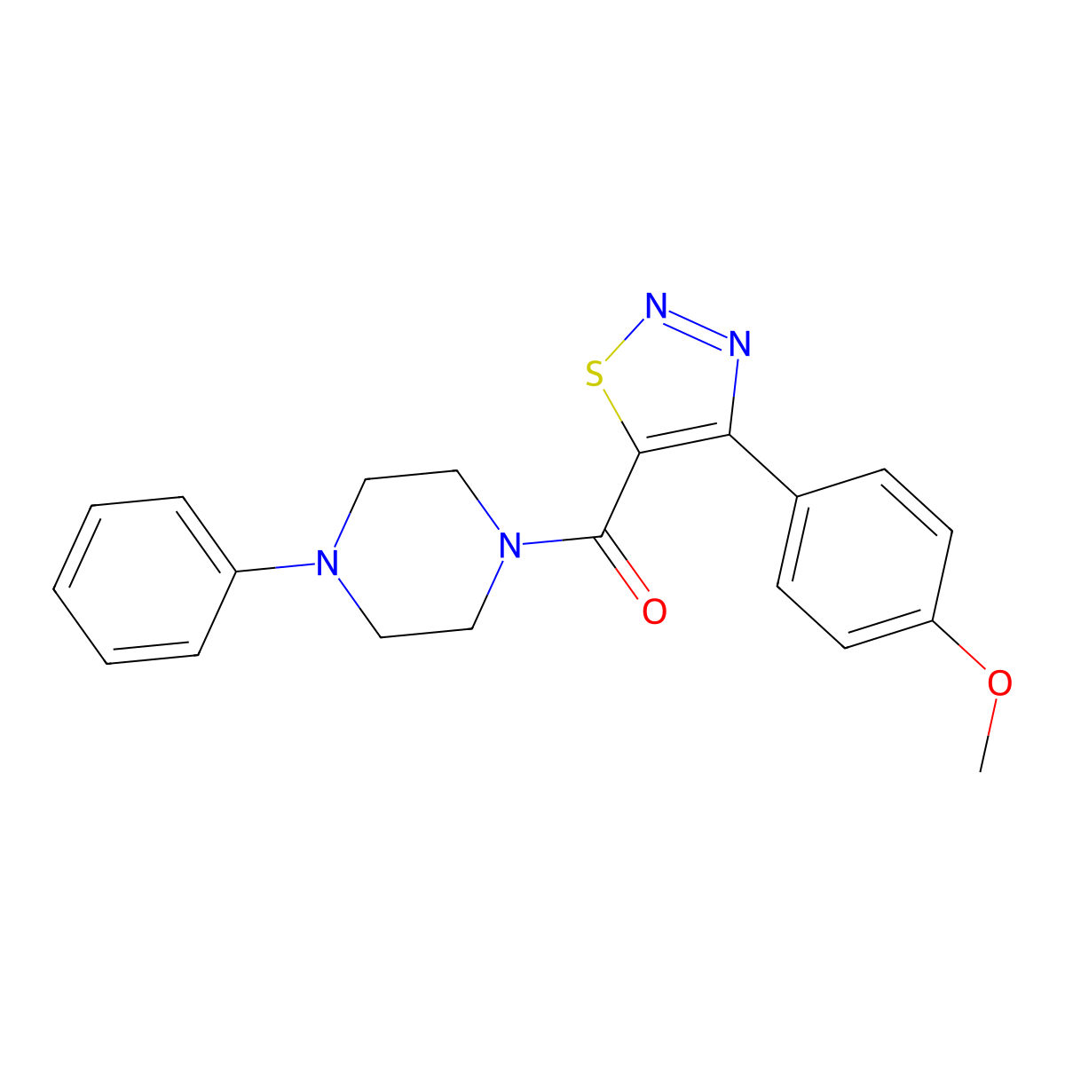 [4-(4-Methoxyphenyl)-1,2,3-thiadiazol-5-yl](4-phenylpiperazin-1-yl)methanone molecular structure, CAS 1190260-66-2