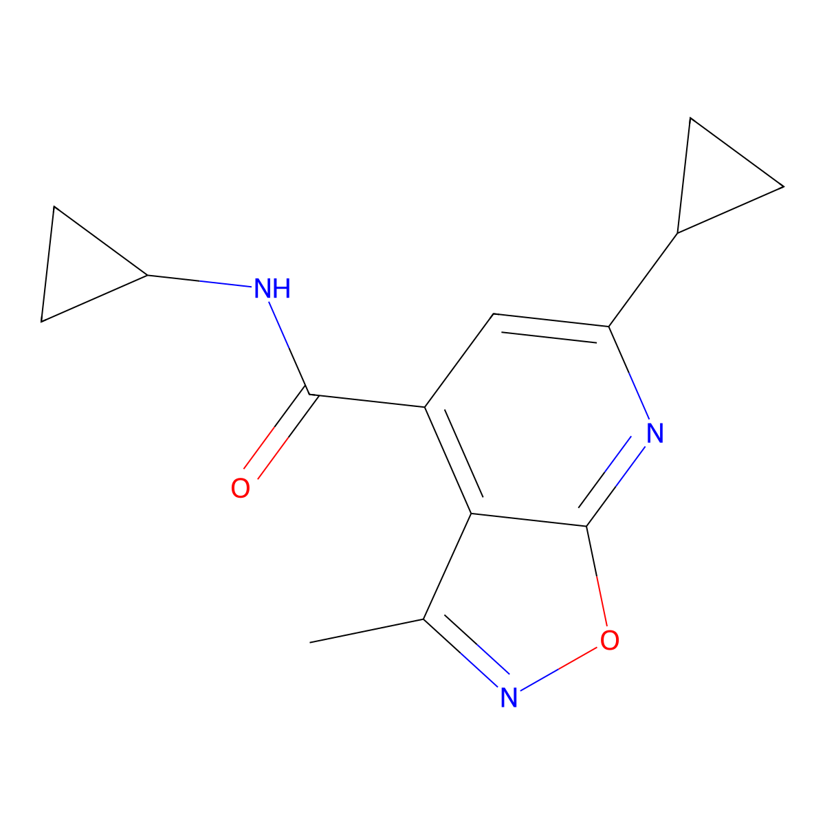 N,6-dicyclopropyl-3-methylisoxazolo[5,4-b]pyridine-4-carboxamide molecular structure, CAS 1190260-80-0