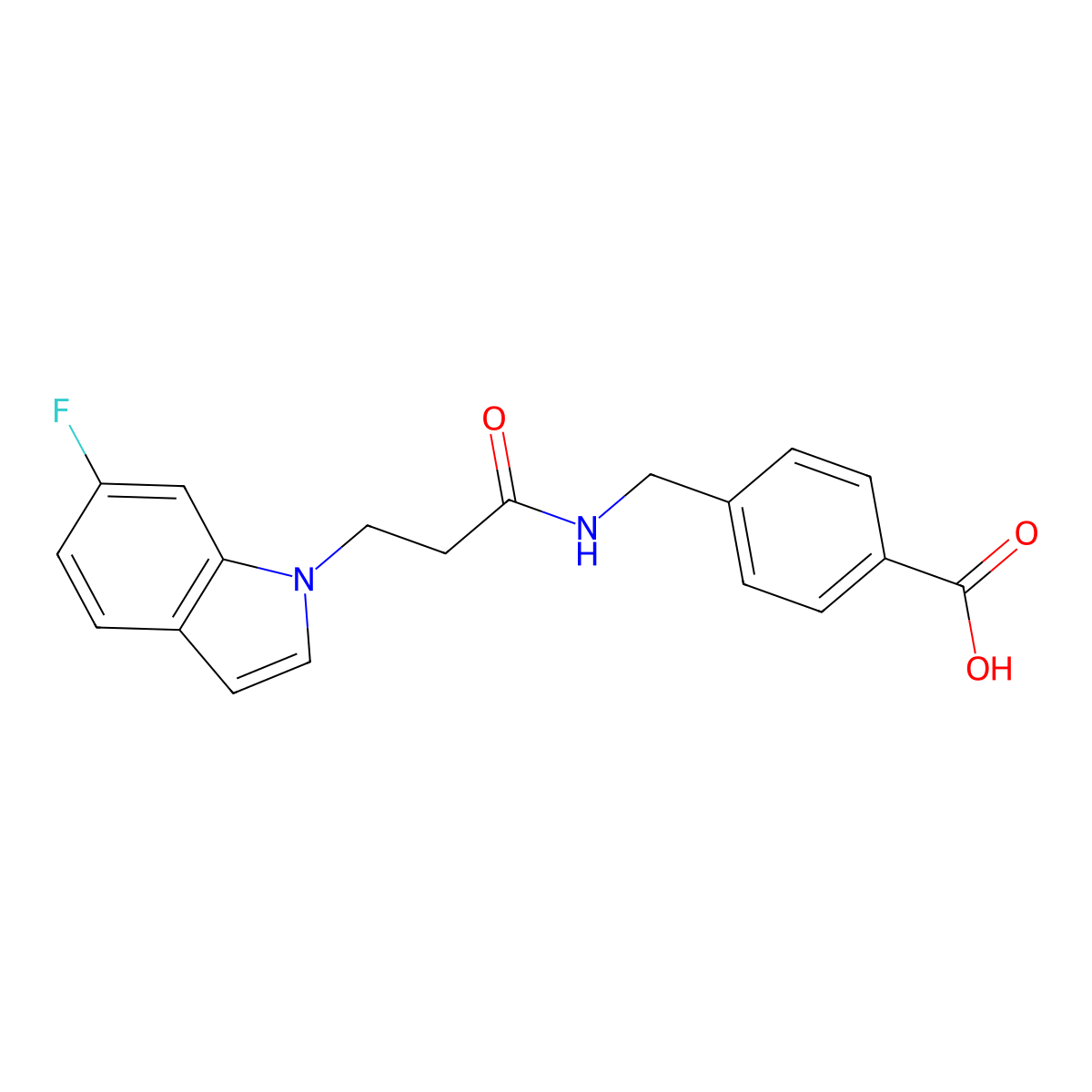 4-({[3-(6-fluoro-1H-indol-1-yl)propanoyl]amino}methyl)benzoic acid molecular structure, CAS 1190260-82-2