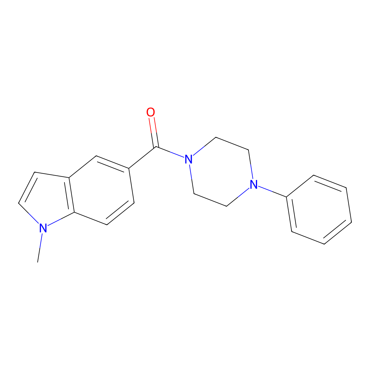 (1-methyl-1H-indol-5-yl)(4-phenylpiperazin-1-yl)methanone molecular structure, CAS 1190260-89-9