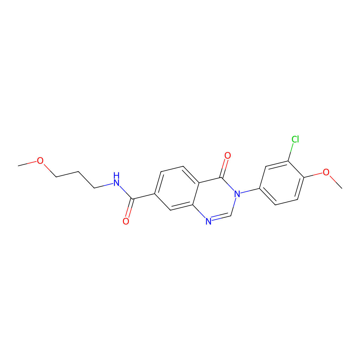 3-(3-chloro-4-methoxyphenyl)-N-(3-methoxypropyl)-4-oxo-3,4-dihydroquinazoline-7-carboxamide molecular structure, CAS 1190261-13-2