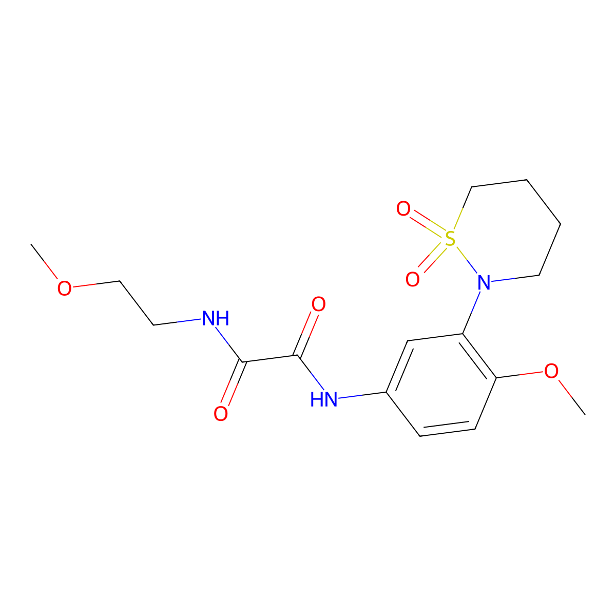 N-[3-(1,1-dioxido-1,2-thiazinan-2-yl)-4-methoxyphenyl]-N'-(2-methoxyethyl)ethanediamide molecular structure, CAS 1190261-17-6