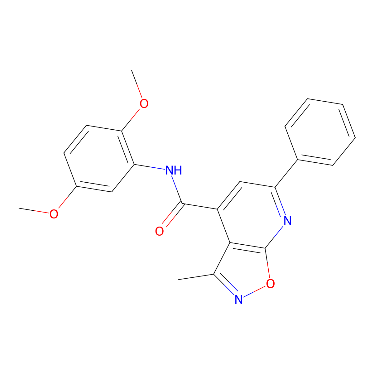 N-(2,5-dimethoxyphenyl)-3-methyl-6-phenyl[1,2]oxazolo[5,4-b]pyridine-4-carboxamide molecular structure, CAS 1190261-49-4