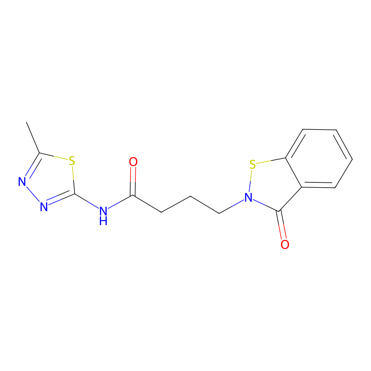 N-[(2Z)-5-methyl-1,3,4-thiadiazol-2(3H)-ylidene]-4-(3-oxo-1,2-benzothiazol-2(3H)-yl)butanamide molecular structure, CAS 1190261-50-7
