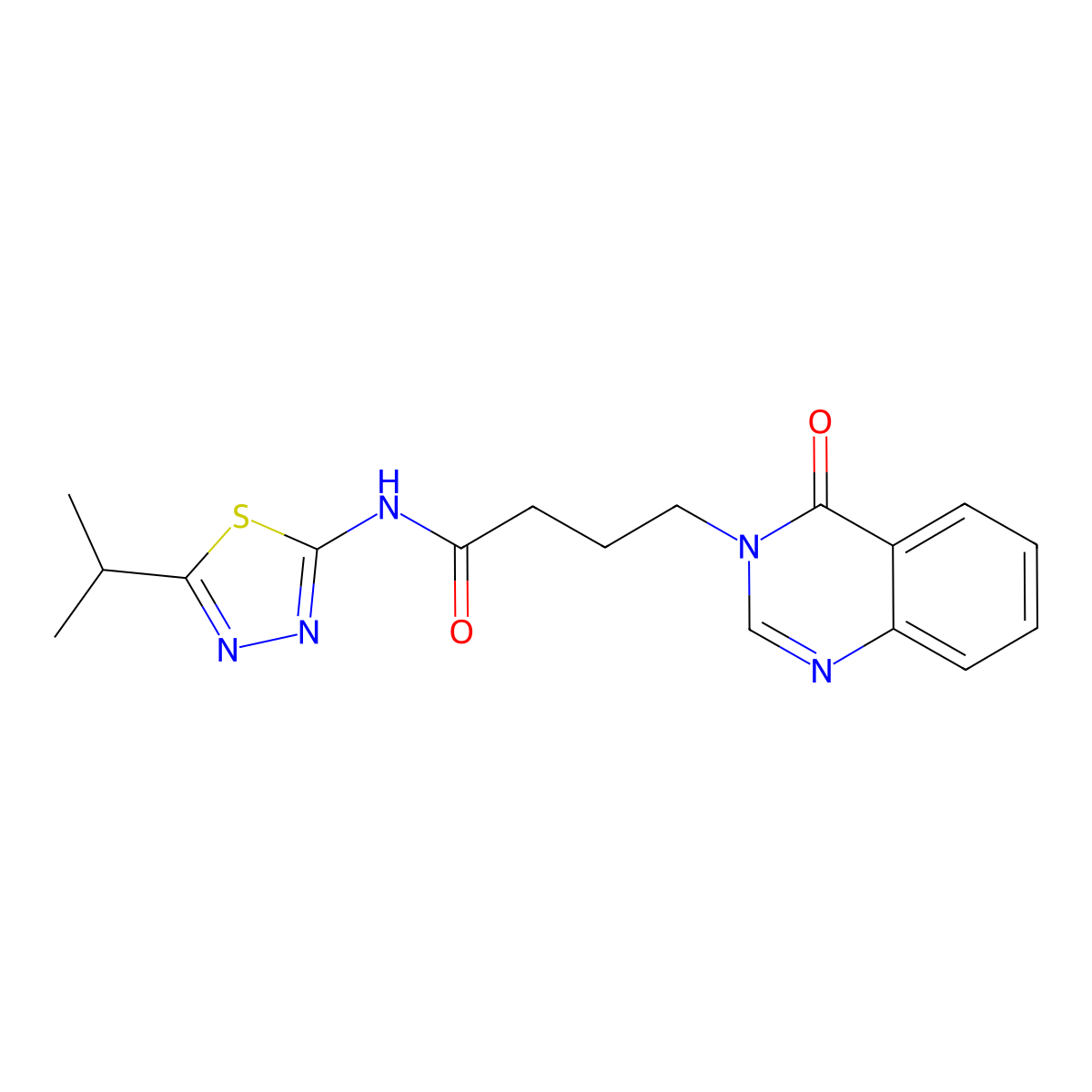 4-(4-oxoquinazolin-3(4H)-yl)-N-[(2Z)-5-(propan-2-yl)-1,3,4-thiadiazol-2(3H)-ylidene]butanamide molecular structure, CAS 1190261-65-4