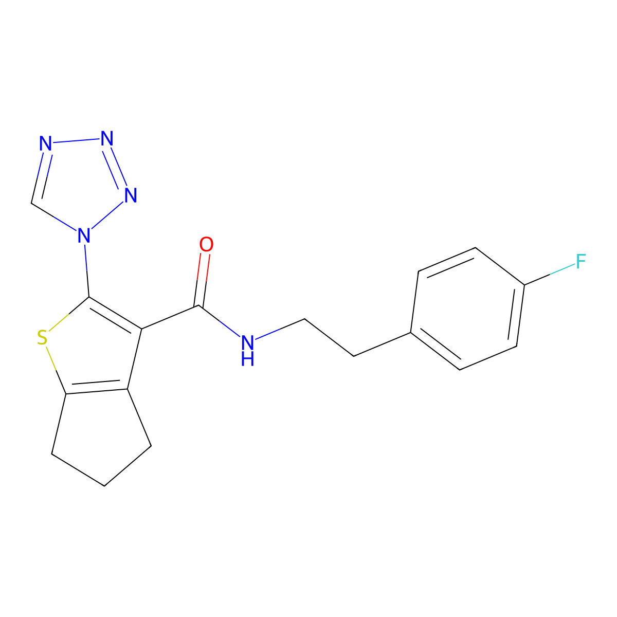 N-[2-(4-fluorophenyl)ethyl]-2-(1H-tetrazol-1-yl)-5,6-dihydro-4H-cyclopenta[b]thiophene-3-carboxamide molecular structure, CAS 1190261-78-9