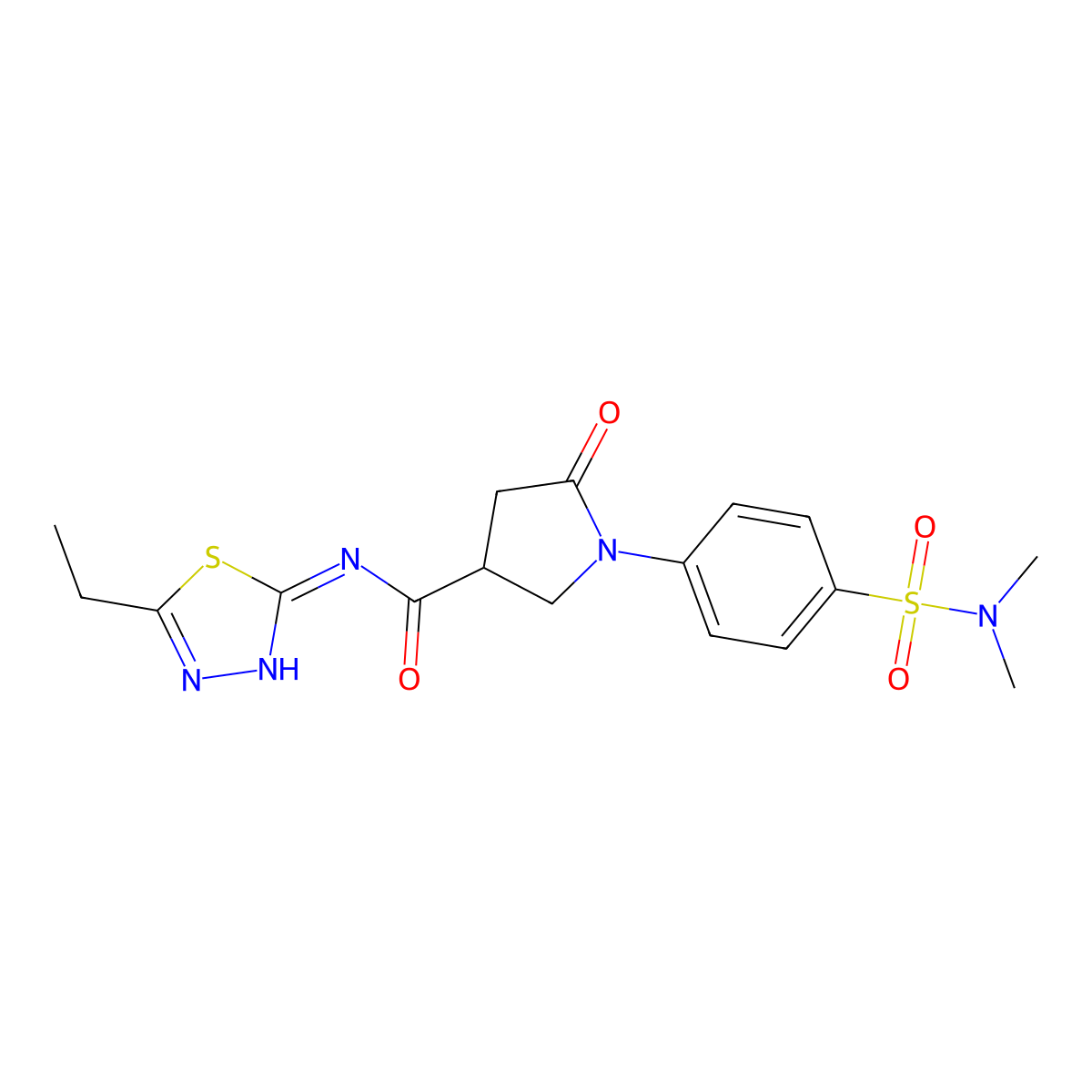 1-[4-(dimethylsulfamoyl)phenyl]-N-[(2E)-5-ethyl-1,3,4-thiadiazol-2(3H)-ylidene]-5-oxopyrrolidine-3-carboxamide molecular structure, CAS 1190261-84-7