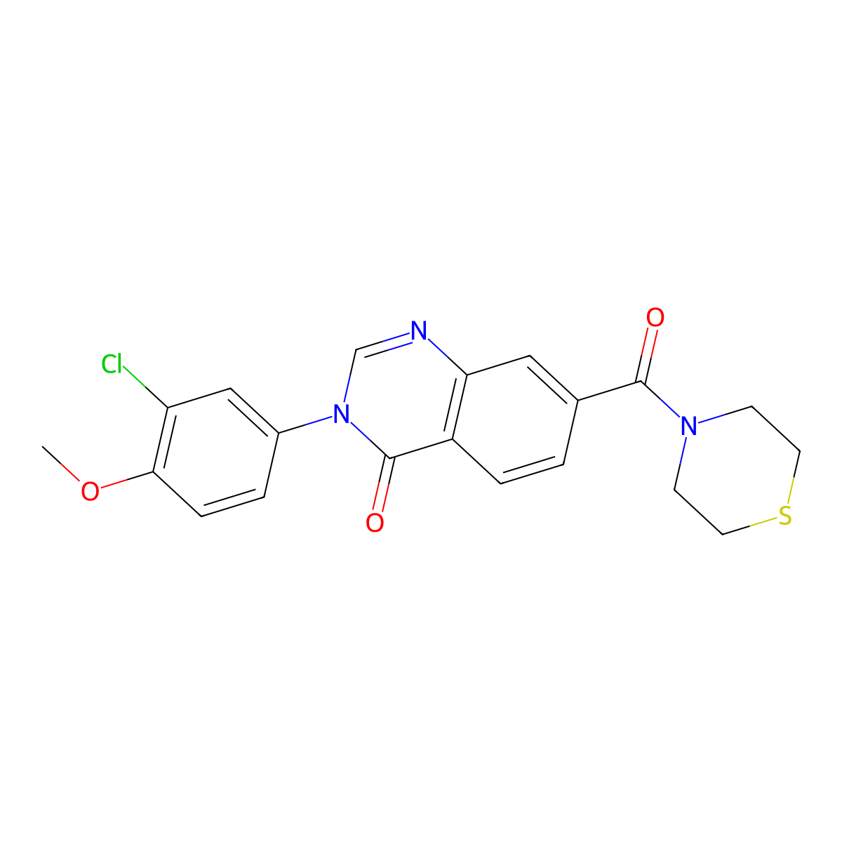 3-(3-chloro-4-methoxyphenyl)-7-(thiomorpholin-4-ylcarbonyl)quinazolin-4(3H)-one molecular structure, CAS 1190261-99-4