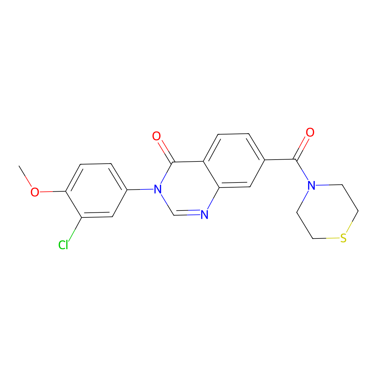 3-(3-chloro-4-methoxyphenyl)-7-(thiomorpholin-4-ylcarbonyl)quinazolin-4(3H)-one molecular structure, CAS 1190261-99-4