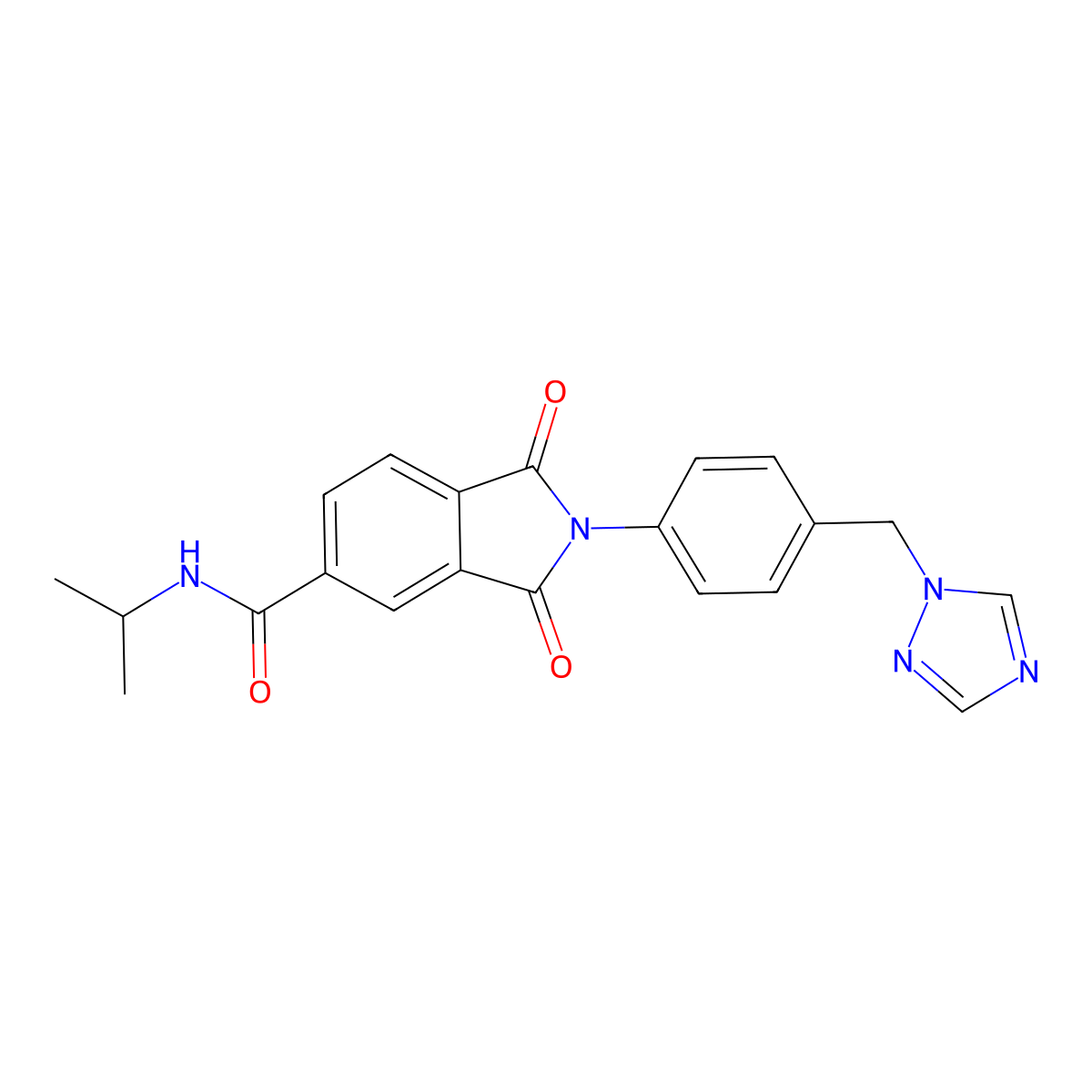 1,3-dioxo-N-(propan-2-yl)-2-[4-(1H-1,2,4-triazol-1-ylmethyl)phenyl]-2,3-dihydro-1H-isoindole-5-carboxamide molecular structure, CAS 1190262-08-8