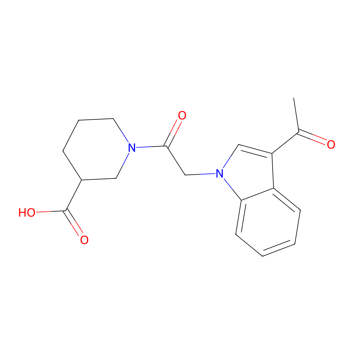 1-[(3-acetyl-1H-indol-1-yl)acetyl]piperidine-3-carboxylic acid molecular structure, CAS 1190262-14-6