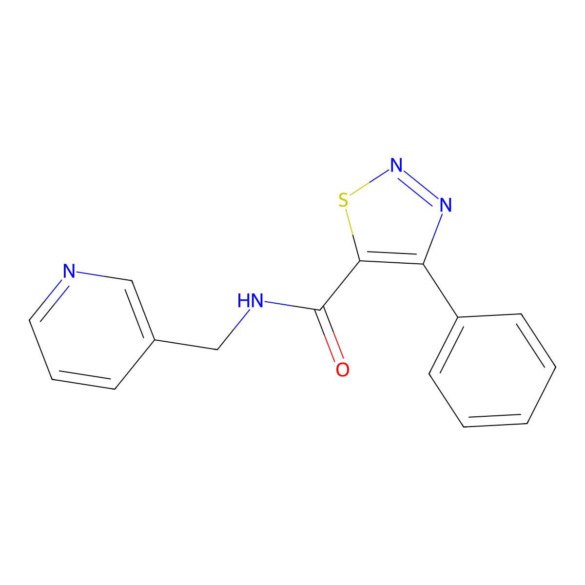 4-phenyl-N-(pyridin-3-ylmethyl)-1,2,3-thiadiazole-5-carboxamide molecular structure, CAS 1190262-21-5