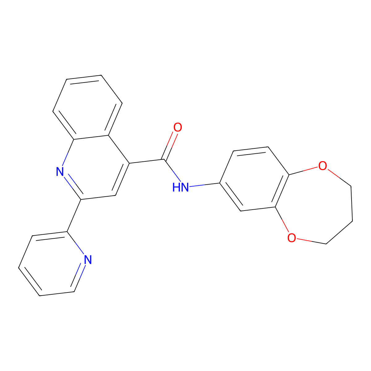 N-(3,4-dihydro-2H-1,5-benzodioxepin-7-yl)-2-(pyridin-2-yl)quinoline-4-carboxamide molecular structure, CAS 1190262-42-0