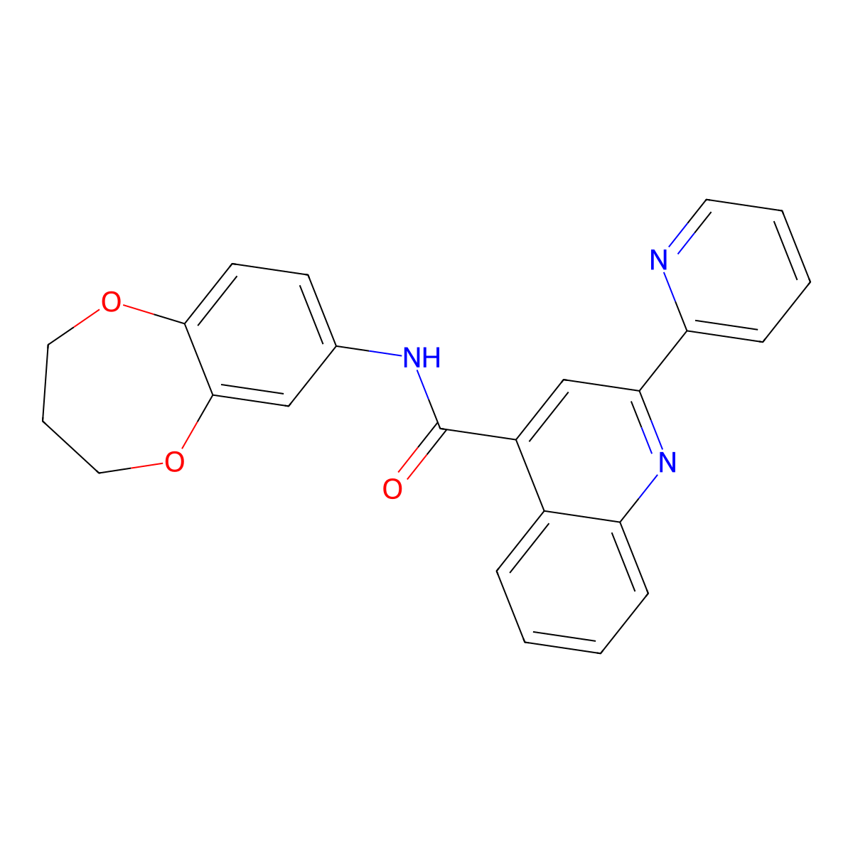 N-(3,4-dihydro-2H-1,5-benzodioxepin-7-yl)-2-(pyridin-2-yl)quinoline-4-carboxamide molecular structure, CAS 1190262-42-0