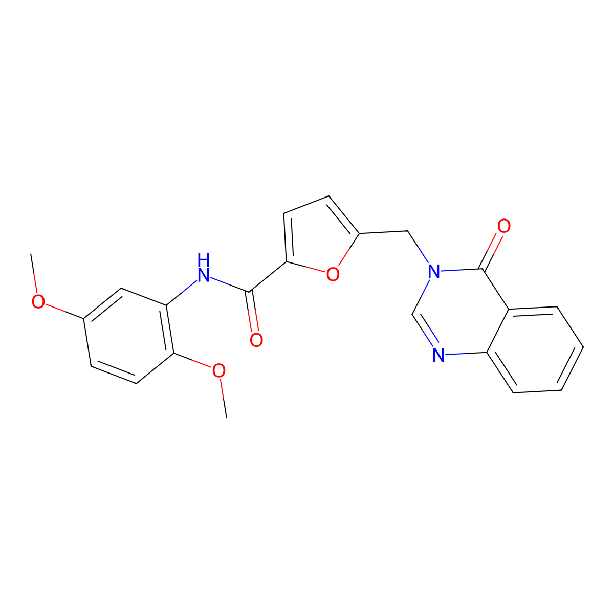 N-(2,5-dimethoxyphenyl)-5-[(4-oxoquinazolin-3(4H)-yl)methyl]furan-2-carboxamide molecular structure, CAS 1190262-57-7