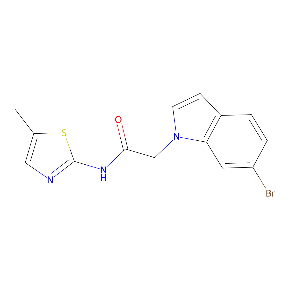 2-(6-bromo-1H-indol-1-yl)-N-(5-methyl-1,3-thiazol-2-yl)acetamide molecular structure, CAS 1190262-62-4