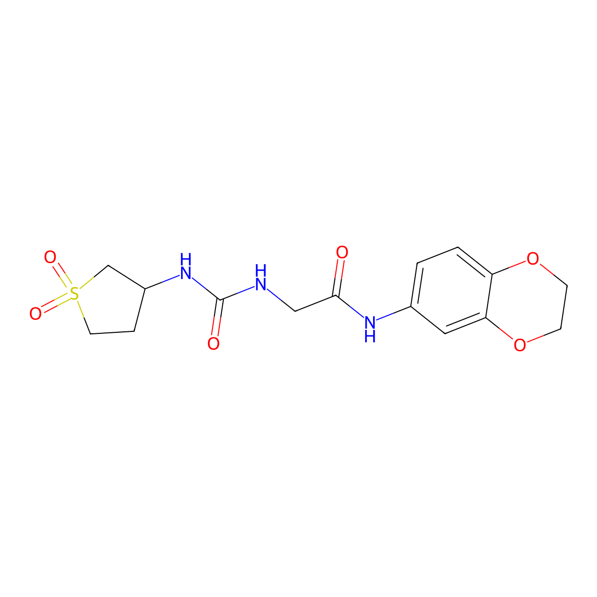 N-(2,3-dihydro-1,4-benzodioxin-6-yl)-N~2~-[(1,1-dioxidotetrahydrothiophen-3-yl)carbamoyl]glycinamide molecular structure, CAS 1190262-66-8