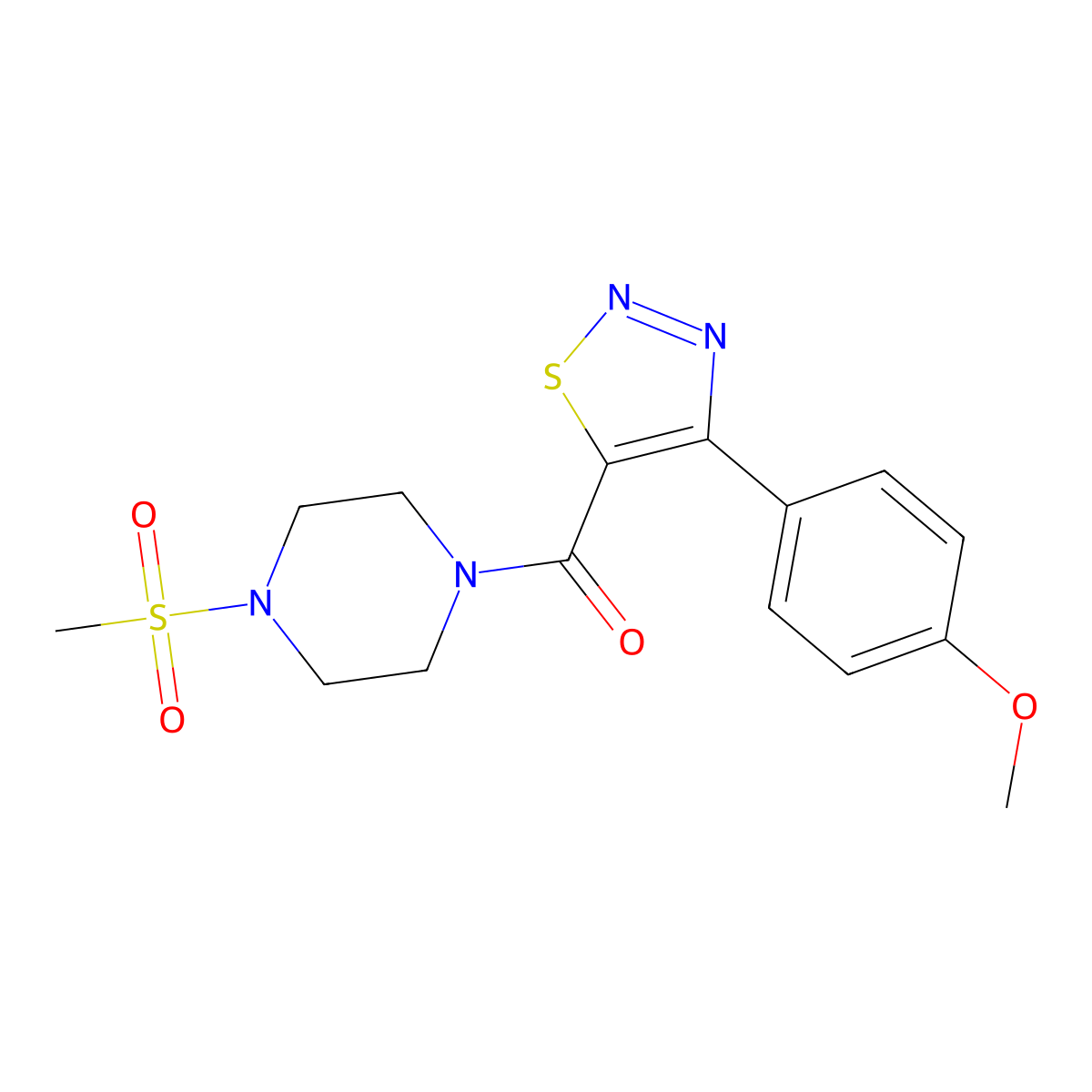 [4-(4-Methoxyphenyl)-1,2,3-thiadiazol-5-yl][4-(methylsulfonyl)piperazin-1-yl]methanone molecular structure, CAS 1190262-71-5
