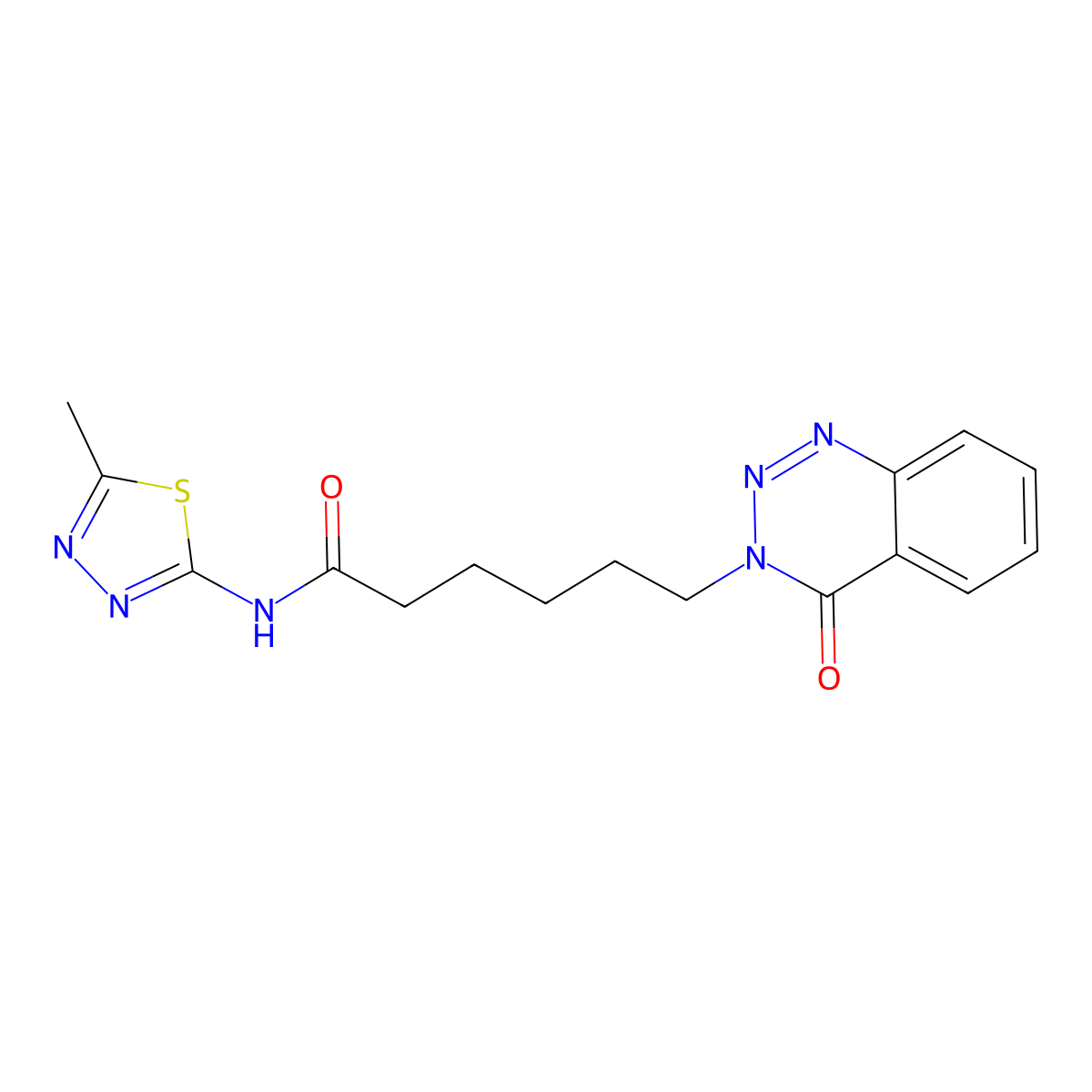 N-[(2Z)-5-methyl-1,3,4-thiadiazol-2(3H)-ylidene]-6-(4-oxo-1,2,3-benzotriazin-3(4H)-yl)hexanamide molecular structure, CAS 1190262-74-8