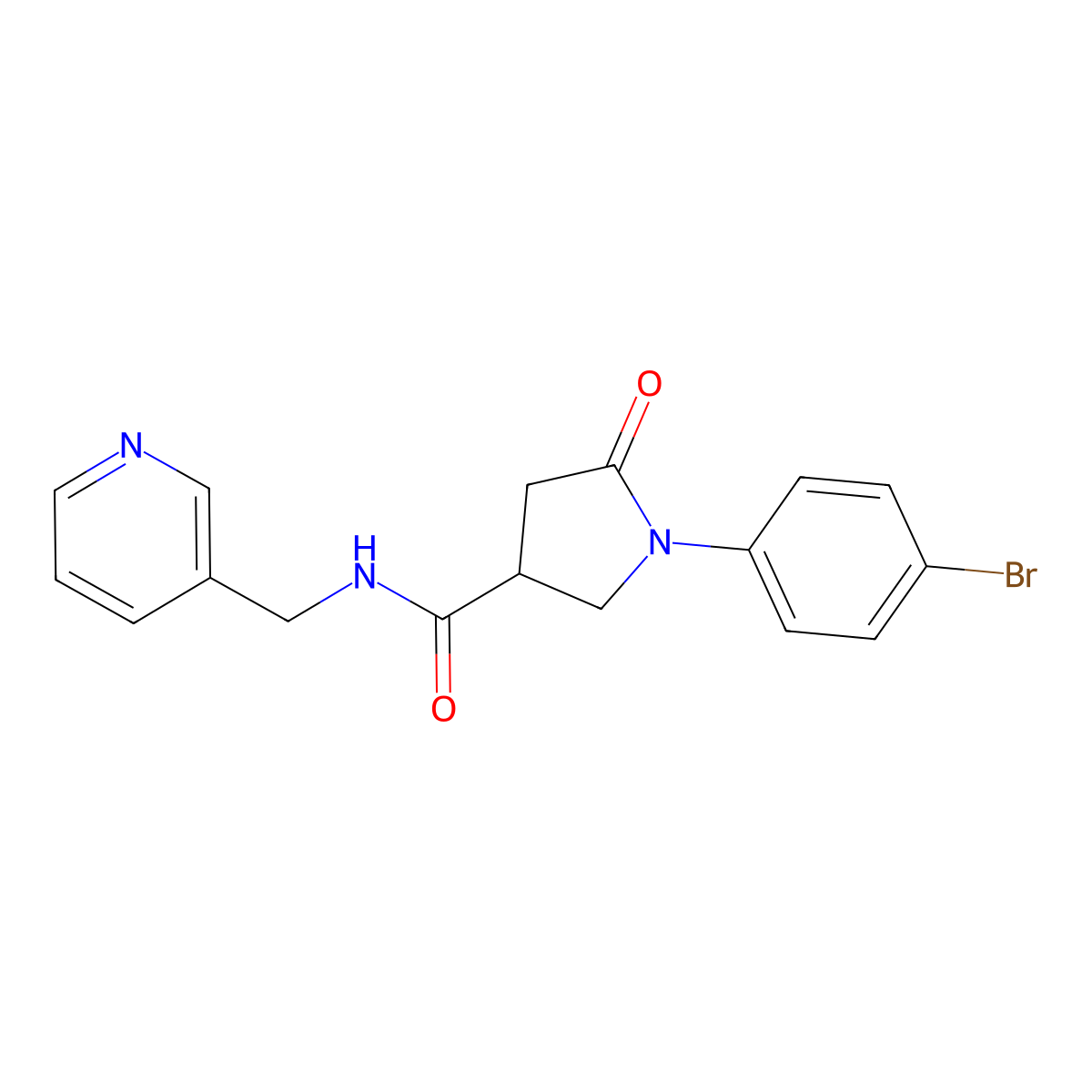 1-(4-bromophenyl)-5-oxo-N-(pyridin-3-ylmethyl)pyrrolidine-3-carboxamide molecular structure, CAS 1190263-19-4