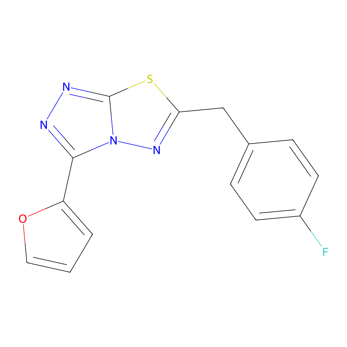 6-[(4-Fluorophenyl)methyl]-3-(furan-2-yl)-[1,2,4]triazolo[3,4-b][1,3,4]thiadiazole molecular structure, CAS 1190263-27-4