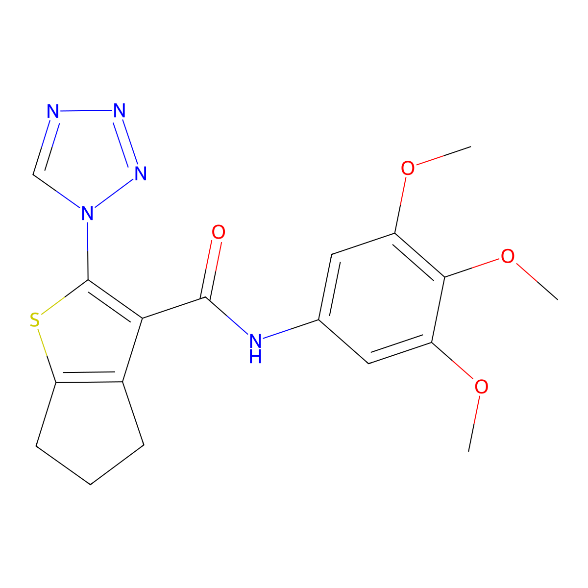 2-(1H-tetrazol-1-yl)-N-(3,4,5-trimethoxyphenyl)-5,6-dihydro-4H-cyclopenta[b]thiophene-3-carboxamide molecular structure, CAS 1190263-32-1
