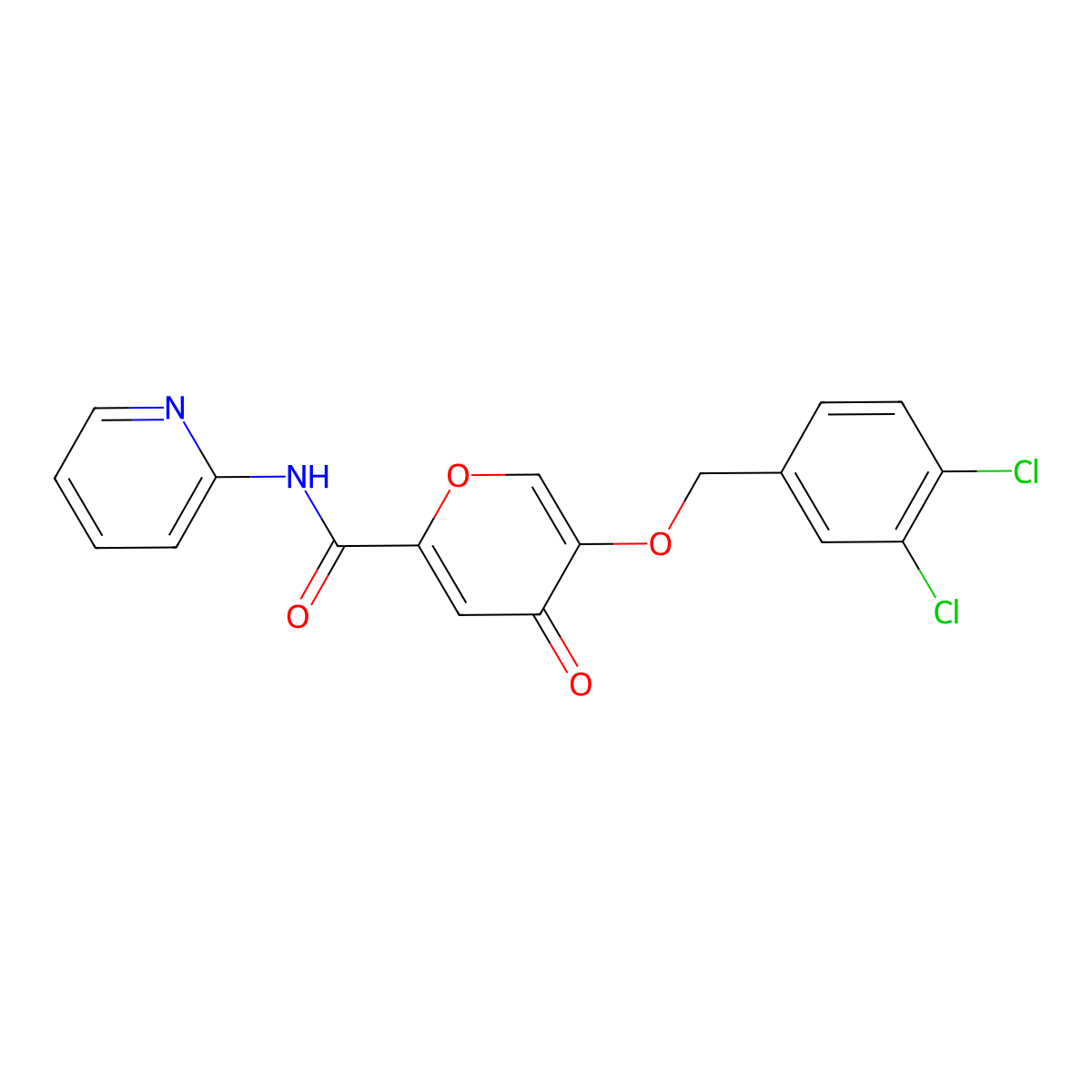 5-[(3,4-dichlorobenzyl)oxy]-4-oxo-N-(pyridin-2-yl)-4H-pyran-2-carboxamide molecular structure, CAS 1190263-44-5