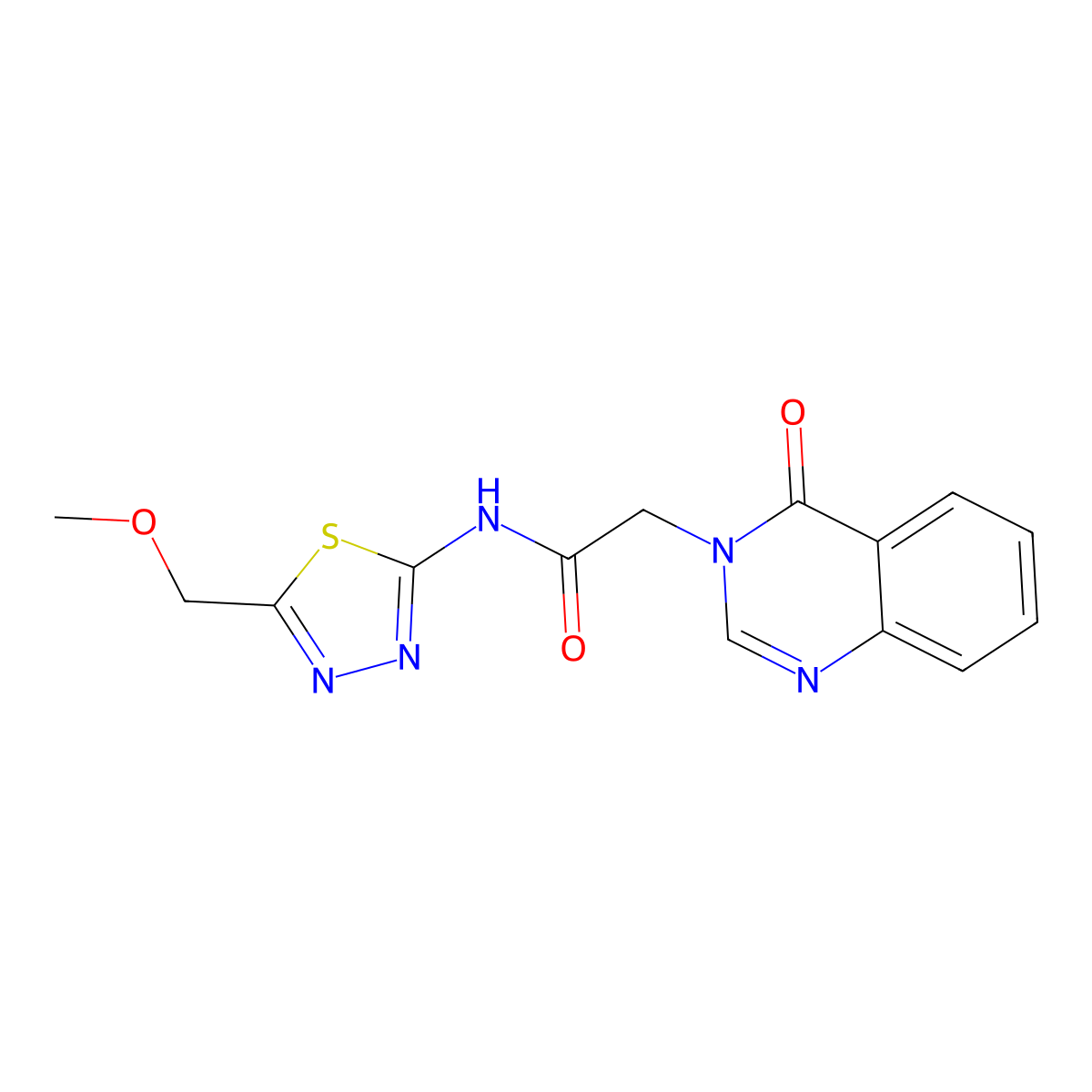 N-[(2E)-5-(methoxymethyl)-1,3,4-thiadiazol-2(3H)-ylidene]-2-(4-oxoquinazolin-3(4H)-yl)acetamide molecular structure, CAS 1190263-49-0