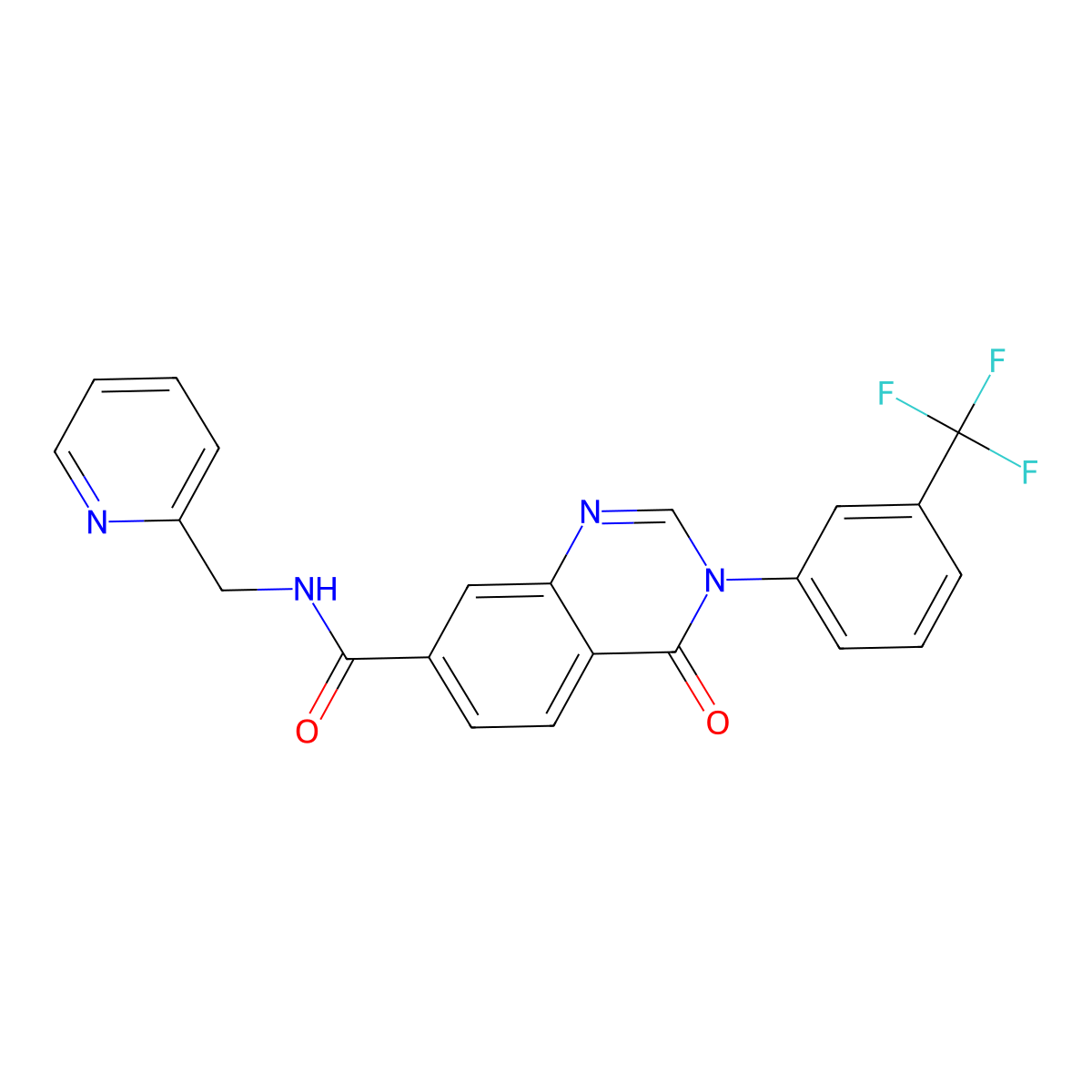 4-oxo-N-(pyridin-2-ylmethyl)-3-[3-(trifluoromethyl)phenyl]-3,4-dihydroquinazoline-7-carboxamide molecular structure, CAS 1190263-78-5