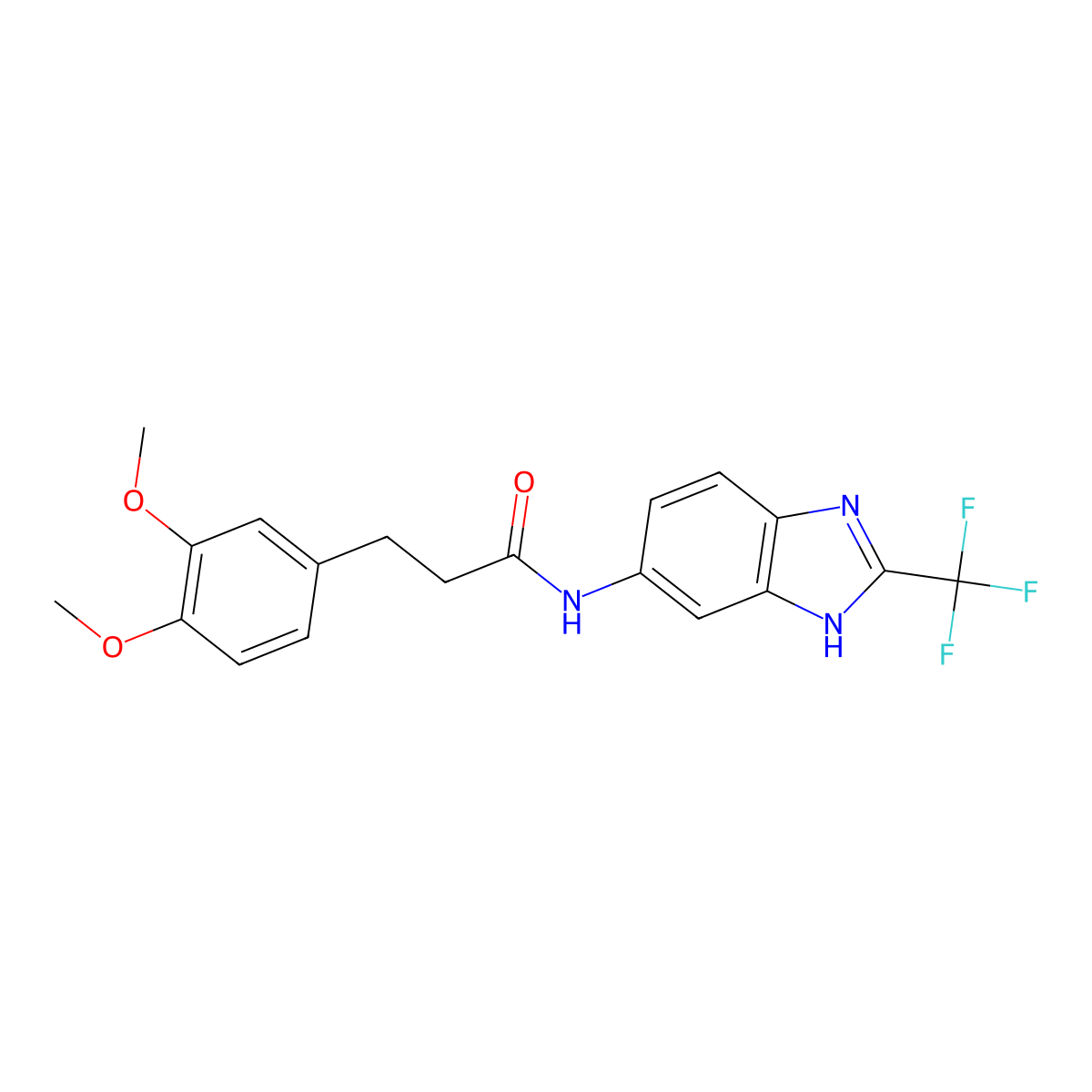 3-(3,4-dimethoxyphenyl)-N-[2-(trifluoromethyl)-1H-benzimidazol-5-yl]propanamide molecular structure, CAS 1190263-79-6