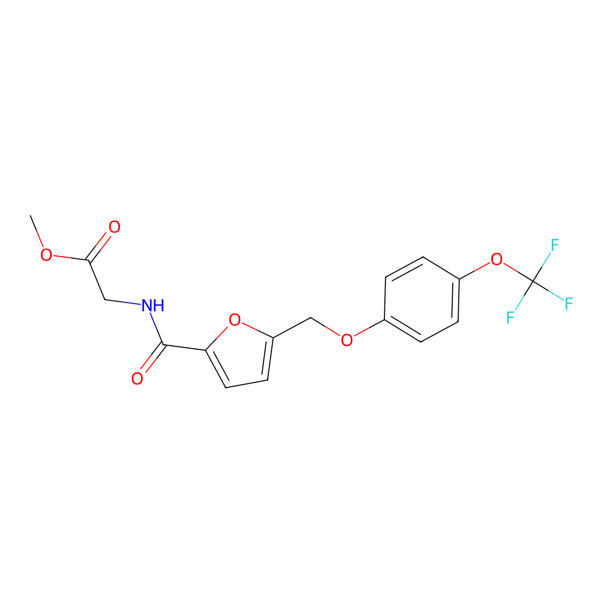 methyl N-(5-{[4-(trifluoromethoxy)phenoxy]methyl}-2-furoyl)glycinate molecular structure, CAS 1190263-86-5