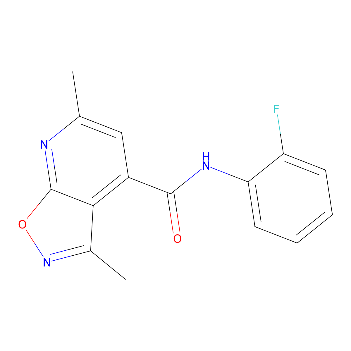 N-(2-fluorophenyl)-3,6-dimethyl[1,2]oxazolo[5,4-b]pyridine-4-carboxamide molecular structure, CAS 1190263-87-6