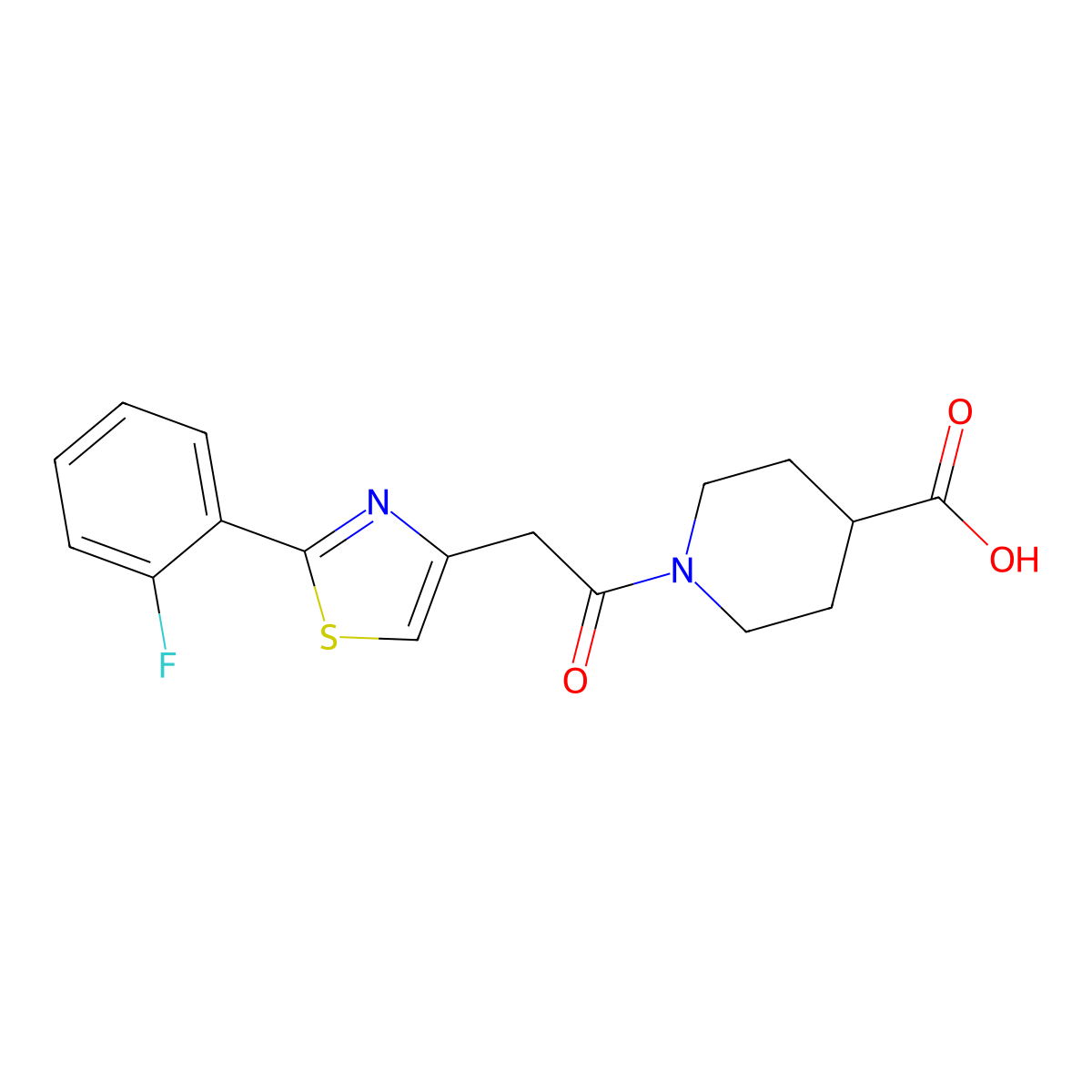 1-{[2-(2-Fluorophenyl)-1,3-thiazol-4-yl]acetyl}piperidine-4-carboxylic acid molecular structure, CAS 1190263-89-8