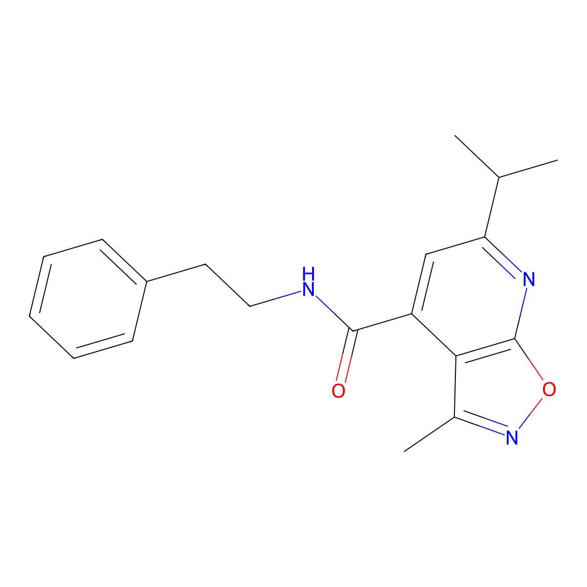 3-methyl-N-(2-phenylethyl)-6-(propan-2-yl)[1,2]oxazolo[5,4-b]pyridine-4-carboxamide molecular structure, CAS 1190263-92-3