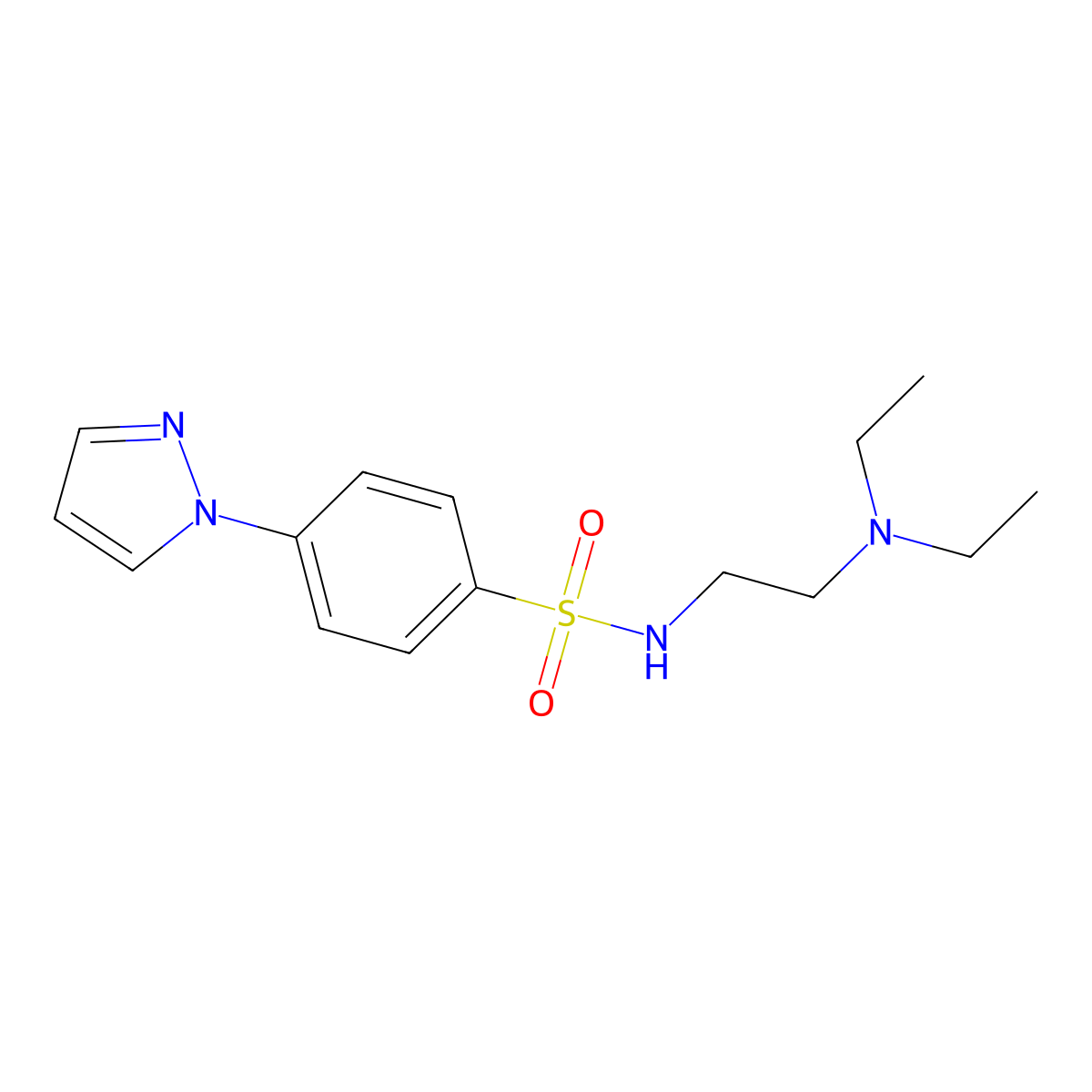 N-(2-(diethylamino)ethyl)-4-(1H-pyrazol-1-yl)benzenesulfonamide molecular structure, CAS 1190263-99-0