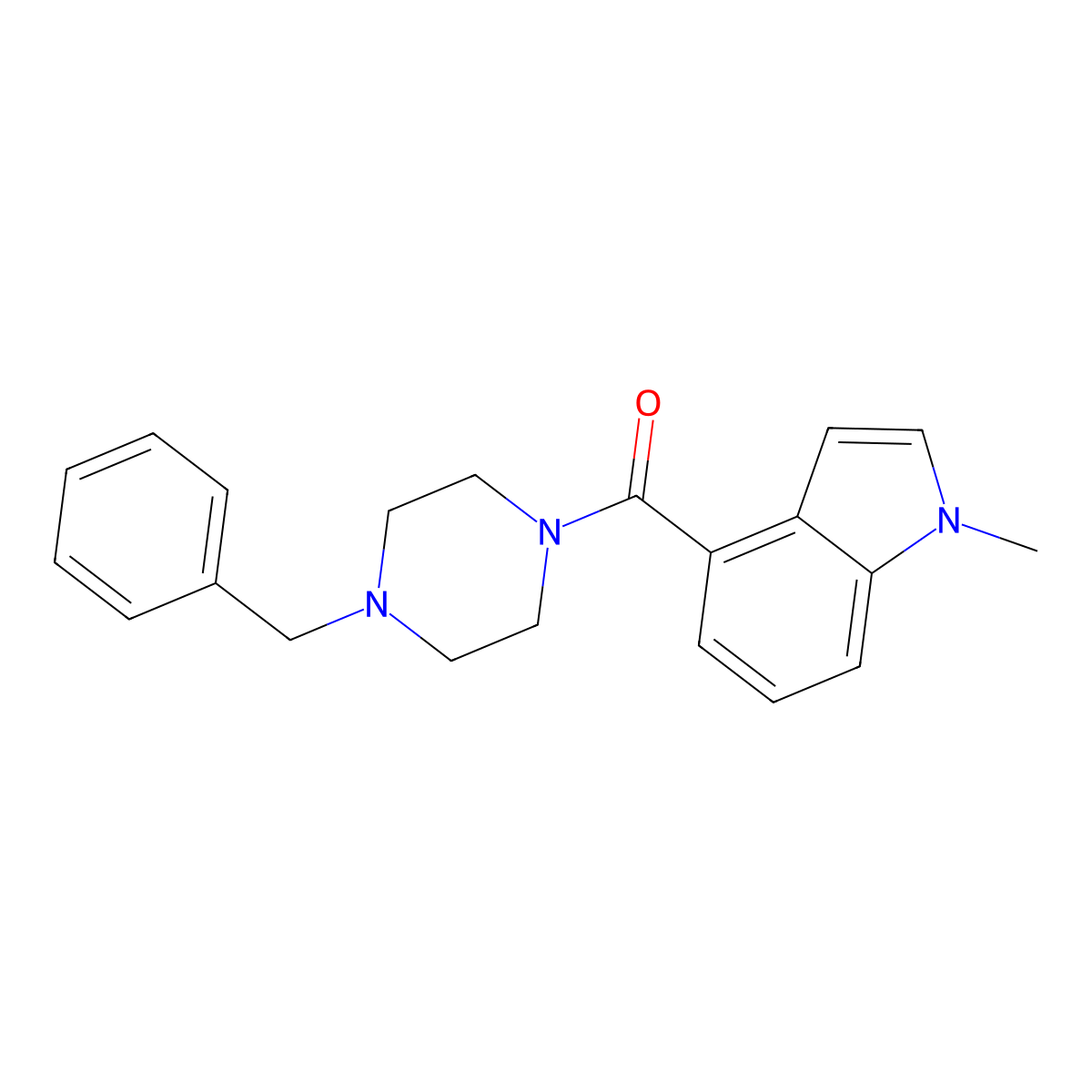 (4-benzylpiperazin-1-yl)(1-methyl-1H-indol-4-yl)methanone molecular structure, CAS 1190264-06-2