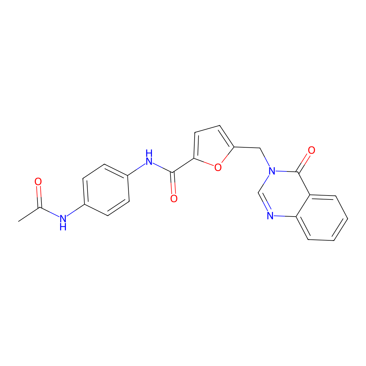 N-[4-(acetylamino)phenyl]-5-[(4-oxoquinazolin-3(4H)-yl)methyl]furan-2-carboxamide molecular structure, CAS 1190264-08-4
