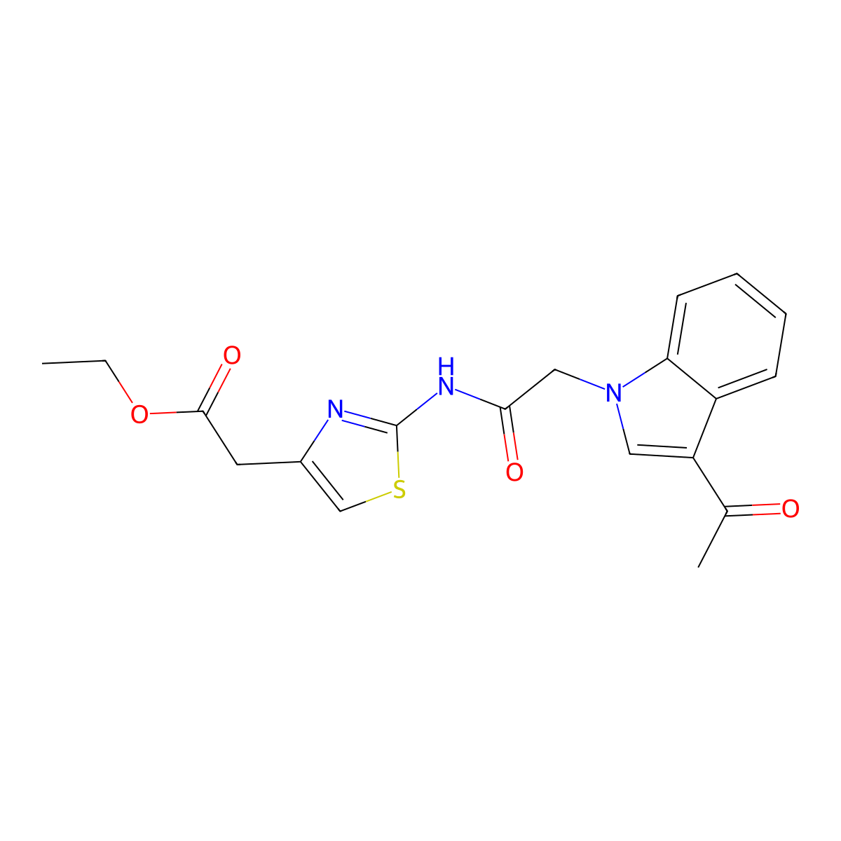 ethyl (2-{[(3-acetyl-1H-indol-1-yl)acetyl]amino}-1,3-thiazol-4-yl)acetate molecular structure, CAS 1190264-09-5