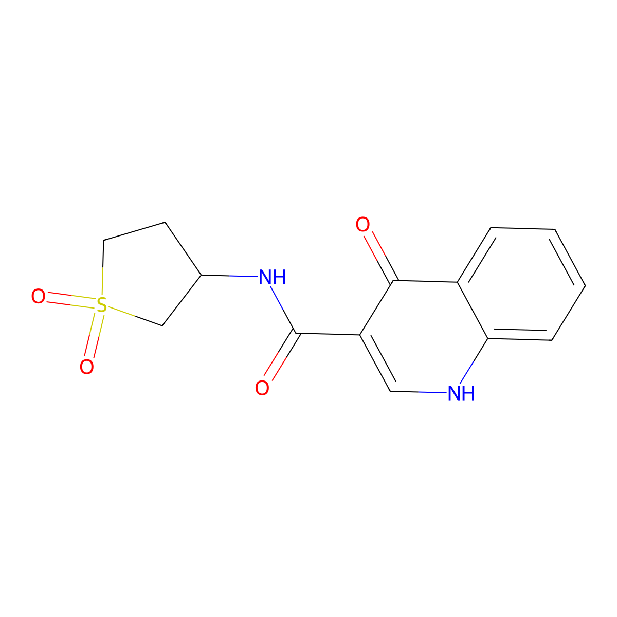 N-(1,1-dioxidotetrahydrothiophen-3-yl)-4-hydroxyquinoline-3-carboxamide molecular structure, CAS 1190264-45-9