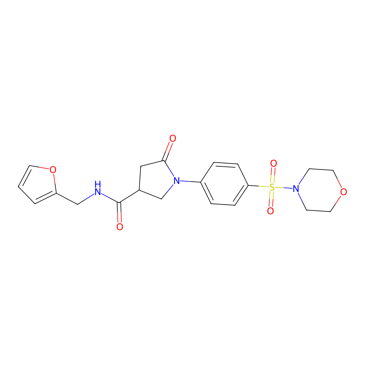 N-(furan-2-ylmethyl)-1-[4-(morpholin-4-ylsulfonyl)phenyl]-5-oxopyrrolidine-3-carboxamide molecular structure, CAS 1190264-46-0