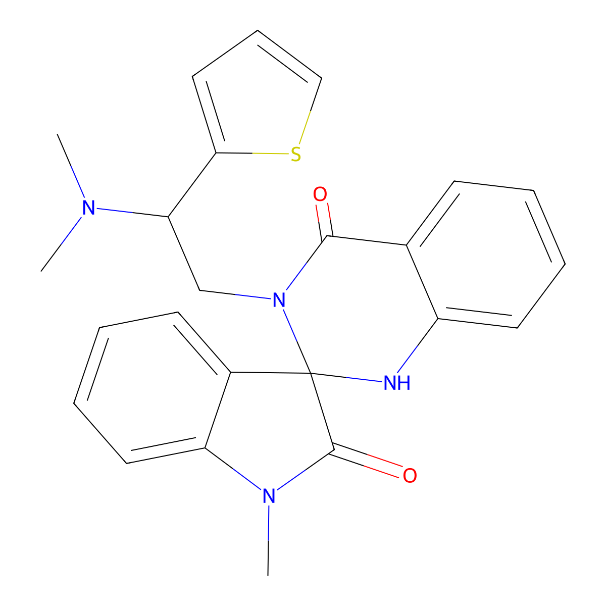 3'-[2-(dimethylamino)-2-(thiophen-2-yl)ethyl]-4'-hydroxy-1-methyl-3'H-spiro[indole-3,2'-quinazolin]-2(1H)-one molecular structure, CAS 1190264-48-2