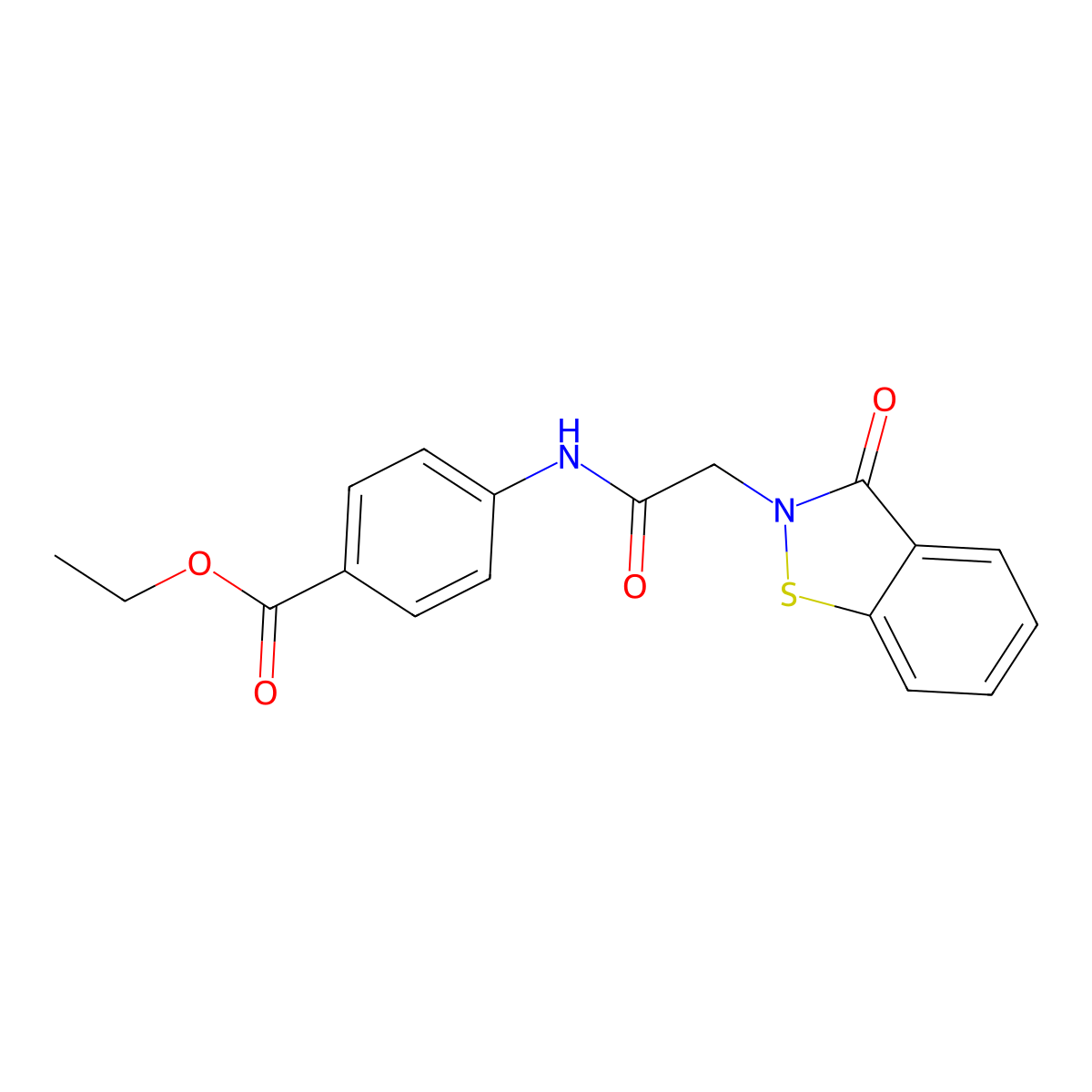 ethyl 4-{[(3-oxo-1,2-benzothiazol-2(3H)-yl)acetyl]amino}benzoate molecular structure, CAS 1190264-53-9