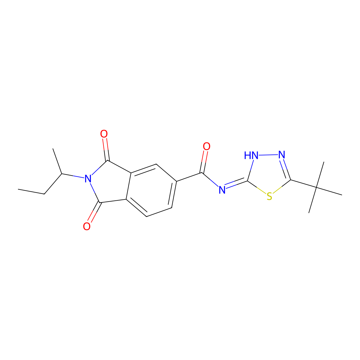 2-(butan-2-yl)-N-[(2E)-5-tert-butyl-1,3,4-thiadiazol-2(3H)-ylidene]-1,3-dioxo-2,3-dihydro-1H-isoindole-5-carboxamide molecular structure, CAS 1190264-67-5