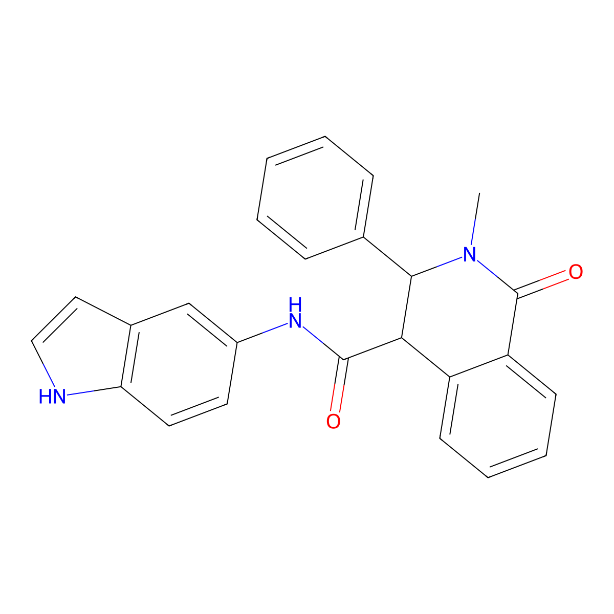 N-(1H-indol-5-yl)-2-methyl-1-oxo-3-phenyl-1,2,3,4-tetrahydroisoquinoline-4-carboxamide molecular structure, CAS 1190264-68-6